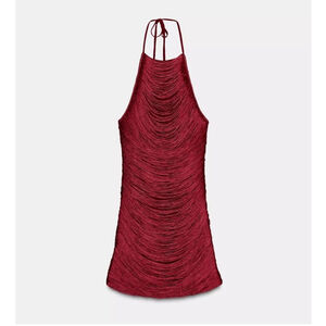 Zara Short Halter Fringe Dress | Red Party Dress XS NWT VIRAL